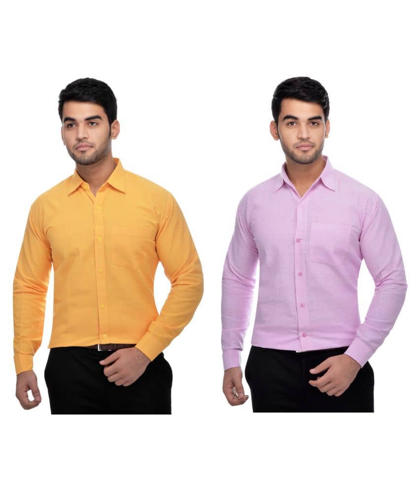 DESHBANDHU DBK Cotton Regular Fit Full Sleeves Men's Formal Shirt - Multi ( Pack of 2 )