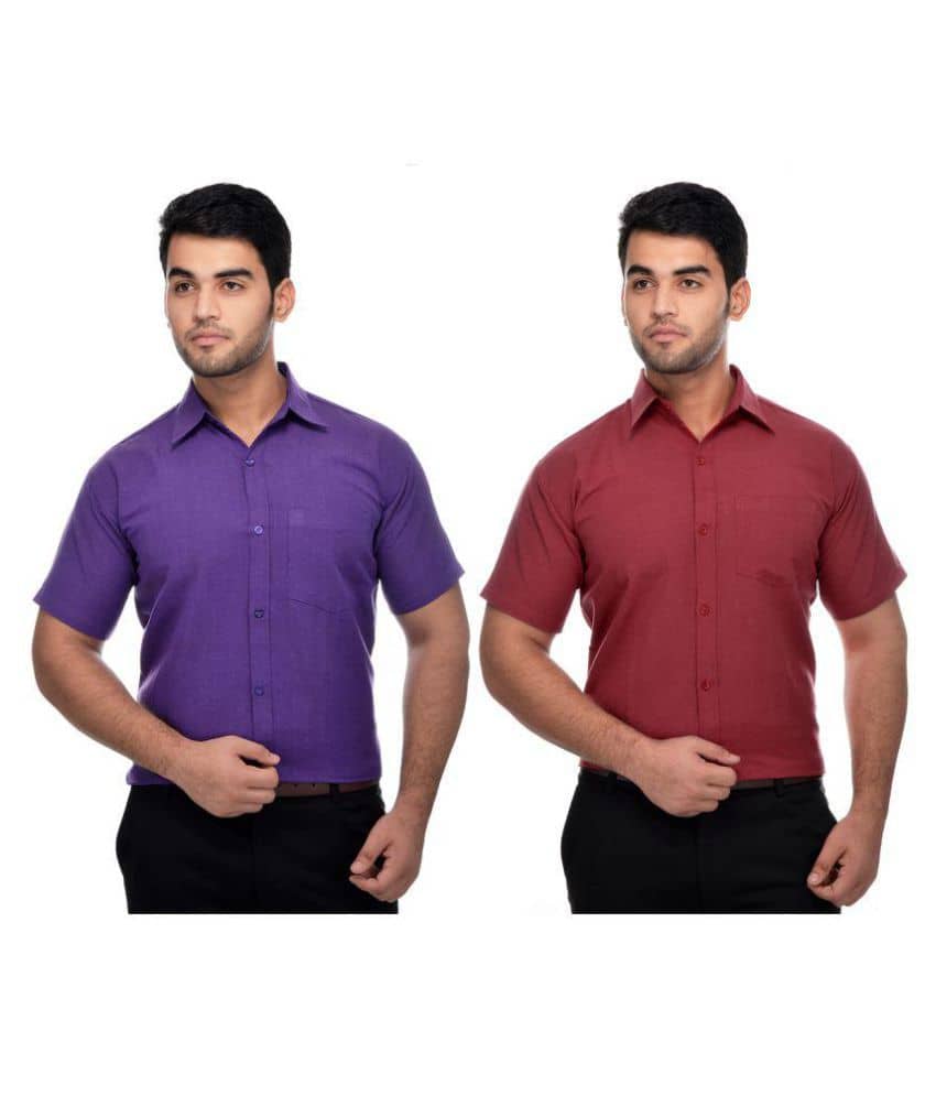 DESHBANDHU DBK Cotton Regular Fit Half Sleeves Men's Formal Shirt - Multi ( Pack of 2 )