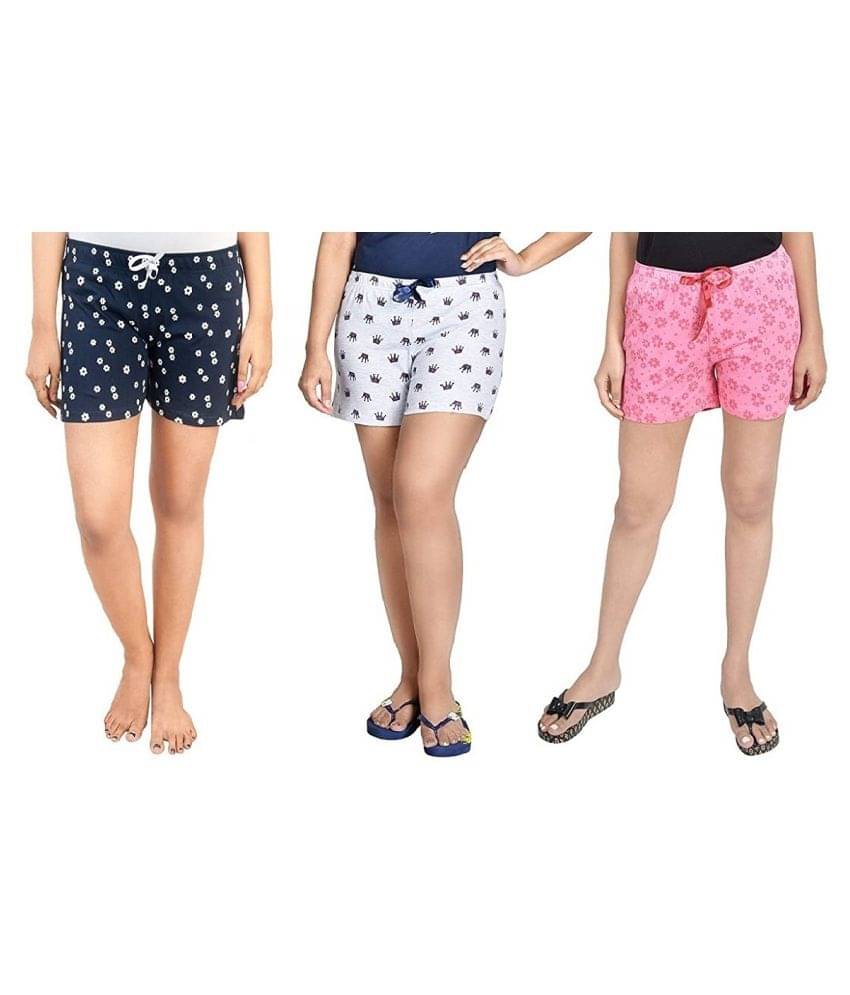     			FeelBlue Cotton Hot Pants - Multi Color