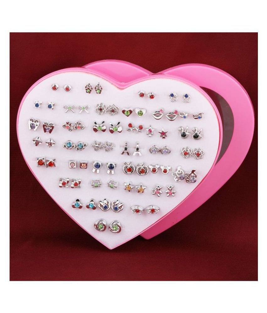     			Silver Shine Appealing Silver Multi Colour Set of 36 Earrings for Women.