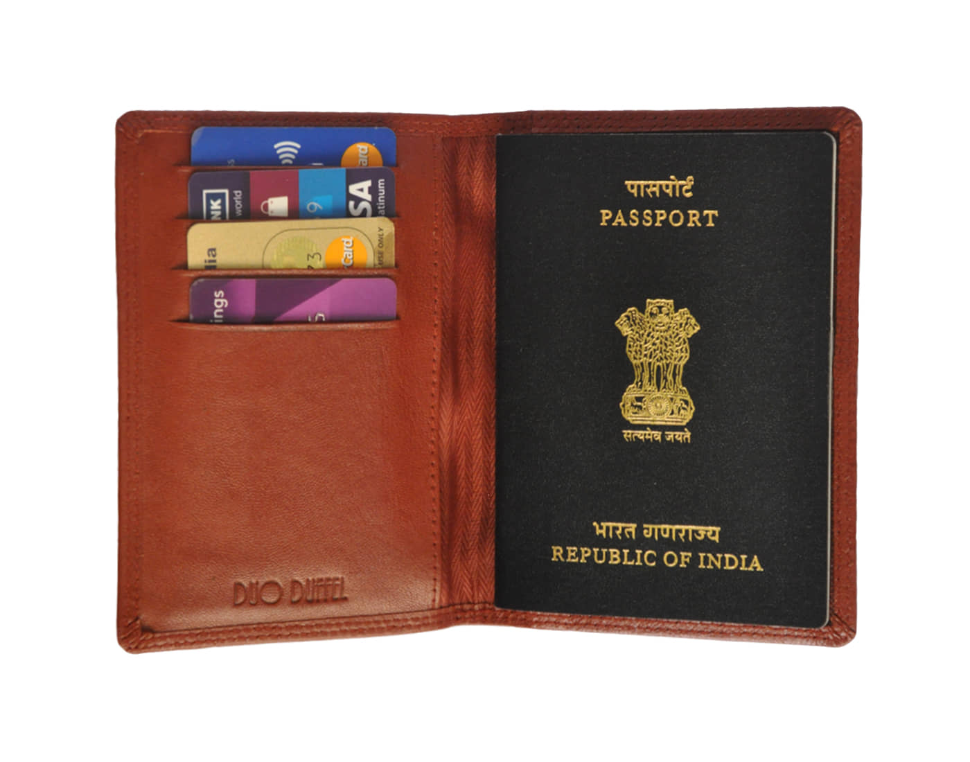 DUO DUFFEL Leather Brown Passport Holder - Handbags | Buy online on ZillyBuy