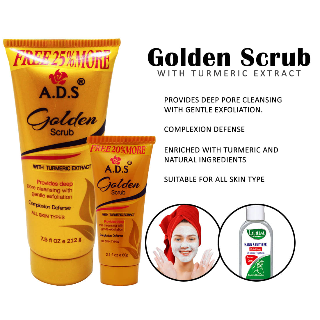 ADS Golden Facial Scrub, (A1548-A1546) Facial Scrub 297 g Pack of 2     			ADS Golden Facial Scrub, (A1548-A1546) Facial Scrub 297 g Pack of 2