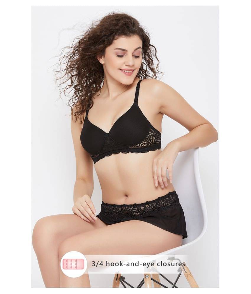 Clovia Lace T-Shirt Bra - Black Clovia Lace T-Shirt Bra - Black