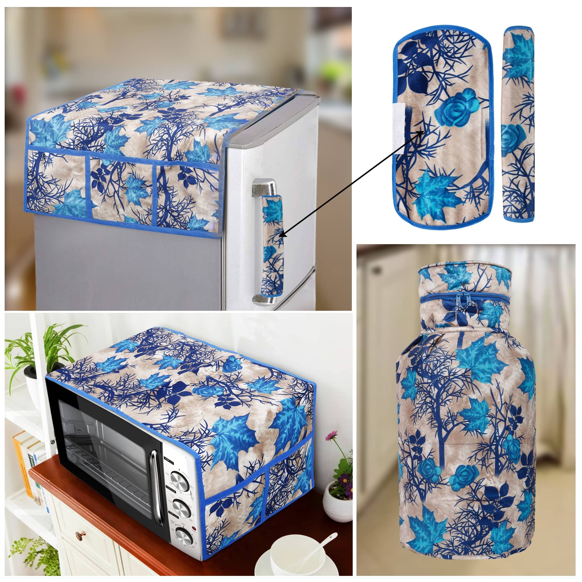 E-Retailer Set of 5 Polyester Blue Fridge Top Cover E-Retailer Set of 5 Polyester Blue Fridge Top Cover