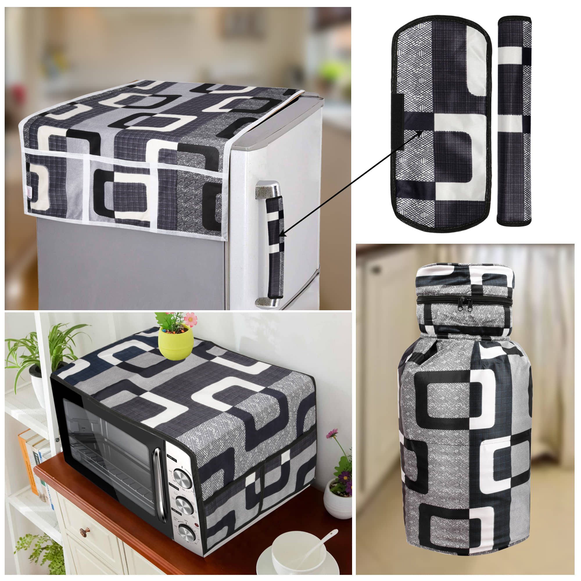 E-Retailer - Black Polyester Fridge  Top Cover (Pack of 5)