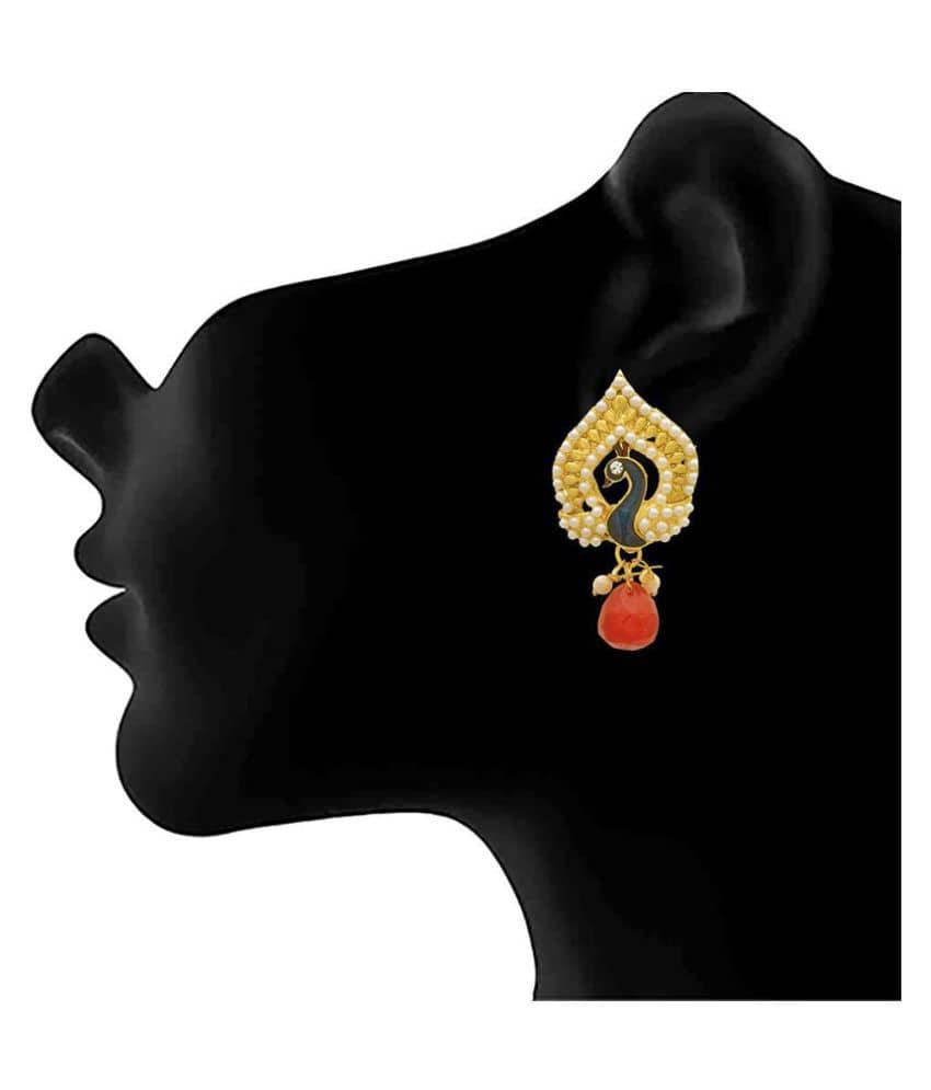 JFL - Jewellery For Less Golden Drop Earrings ( Pack of 1 ) - Earrings | Buy online on ZillyBuy