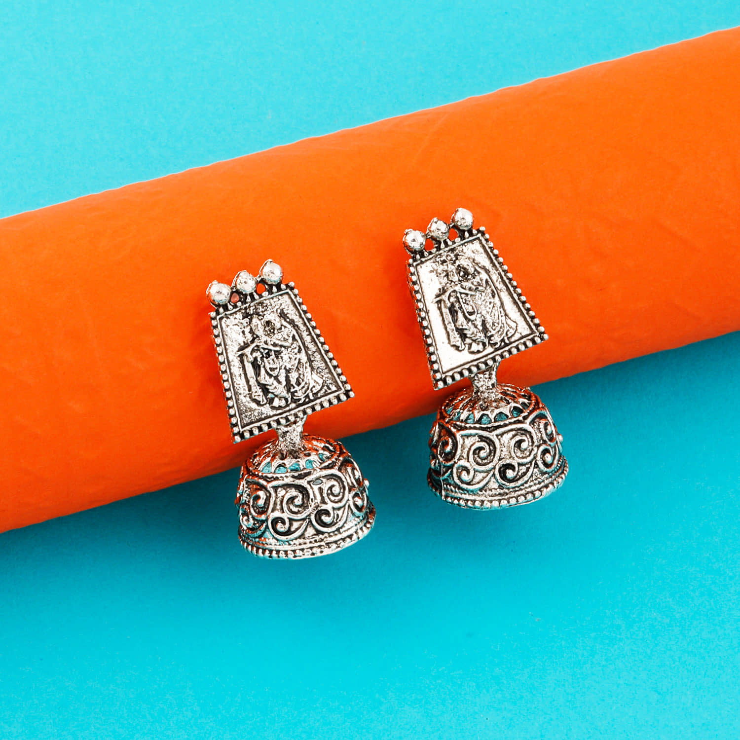 Silver Shine  Oxidised Wedding  Traditional jhumki Earring For Women Girl - Earrings | Buy online on ZillyBuy