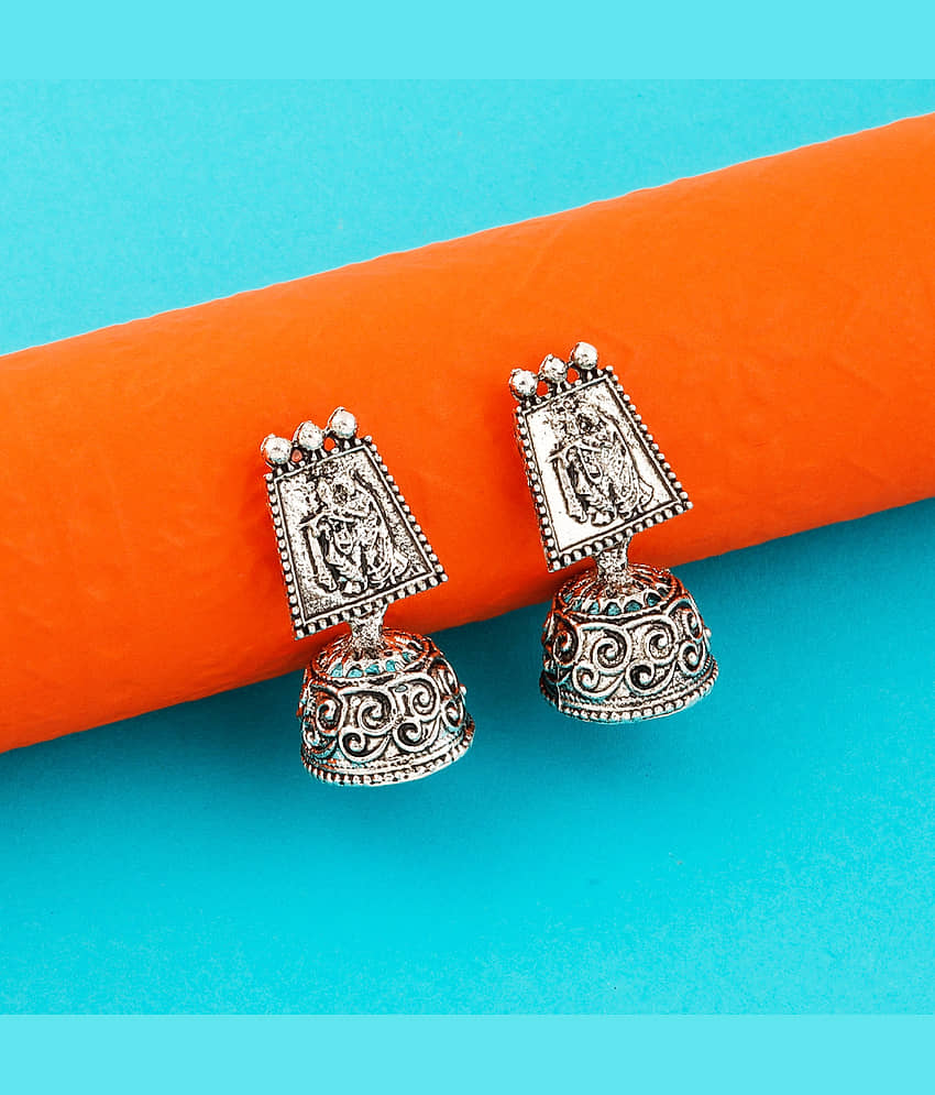Silver Shine Oxidised Wedding Traditional jhumki Earring For Women Girl - Earrings | Buy online on ZillyBuy