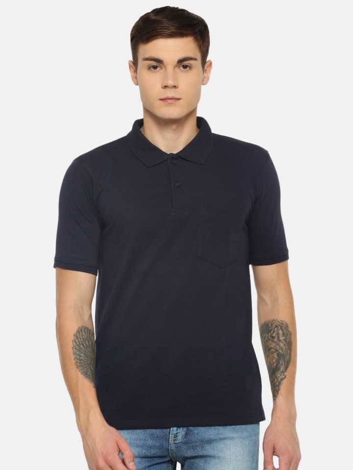Dollar Cotton Blend Navy Blue Solids Polo T-Shirt Dollar Cotton Blend Navy Blue Solids Polo T-Shirt