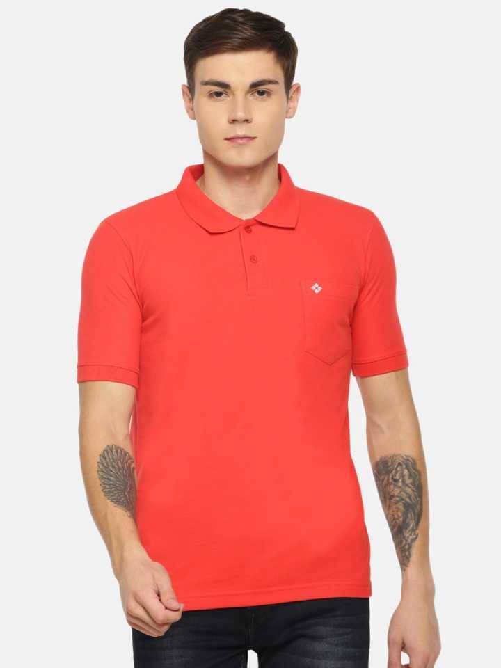 Dollar Cotton Blend Red Solids Polo T-Shirt     			Dollar Cotton Blend Red Solids Polo T-Shirt