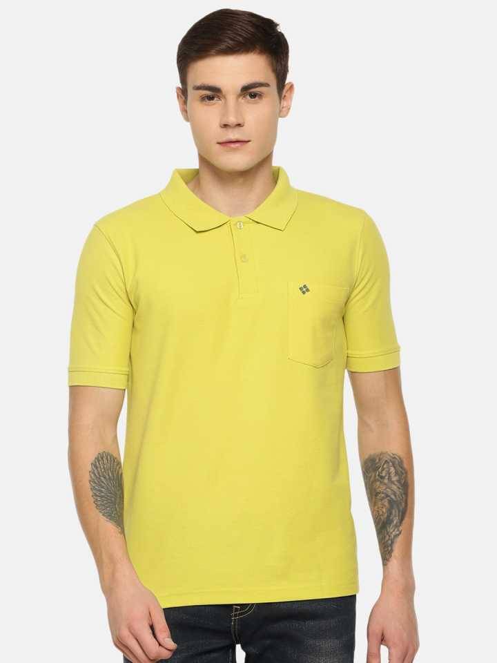 Dollar Cotton Blend Yellow Solids Polo T-Shirt Dollar Cotton Blend Yellow Solids Polo T-Shirt