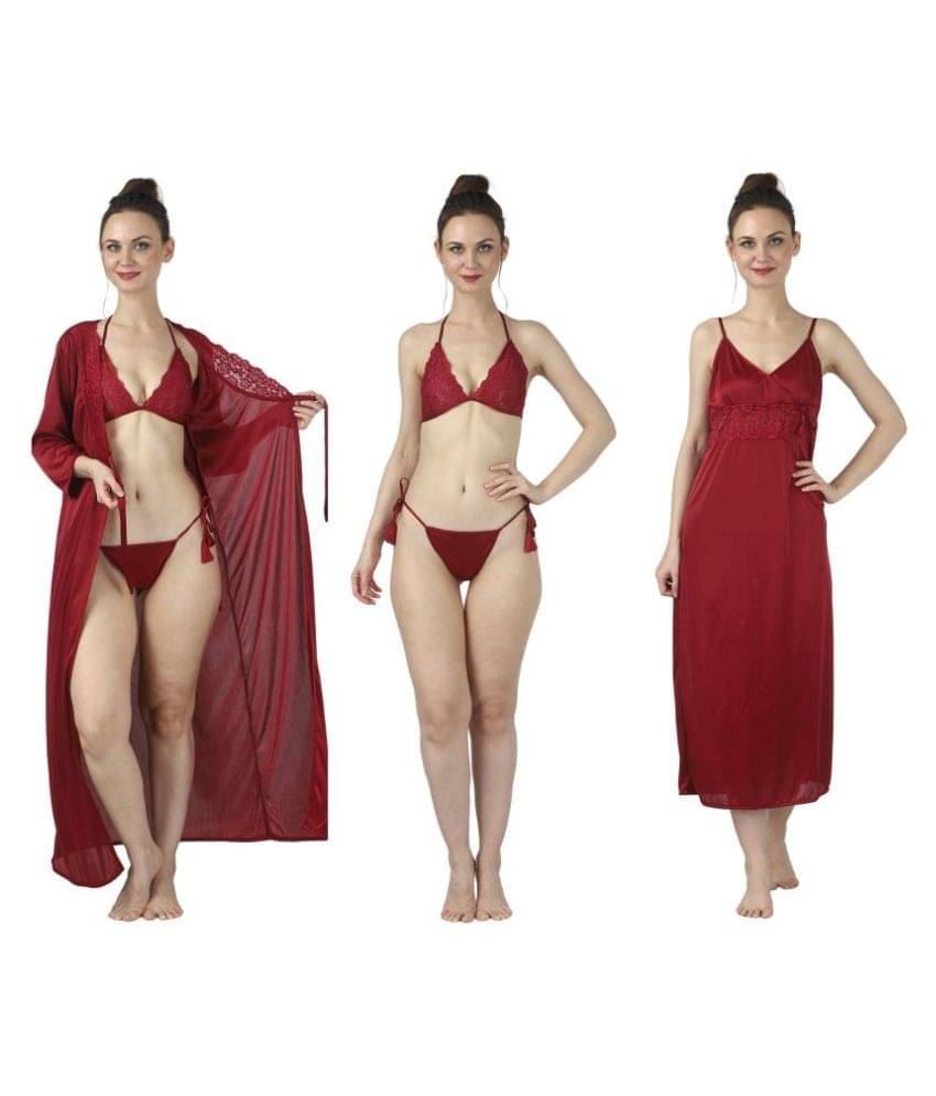     			Reposey Satin Nighty & Night Gowns - Red