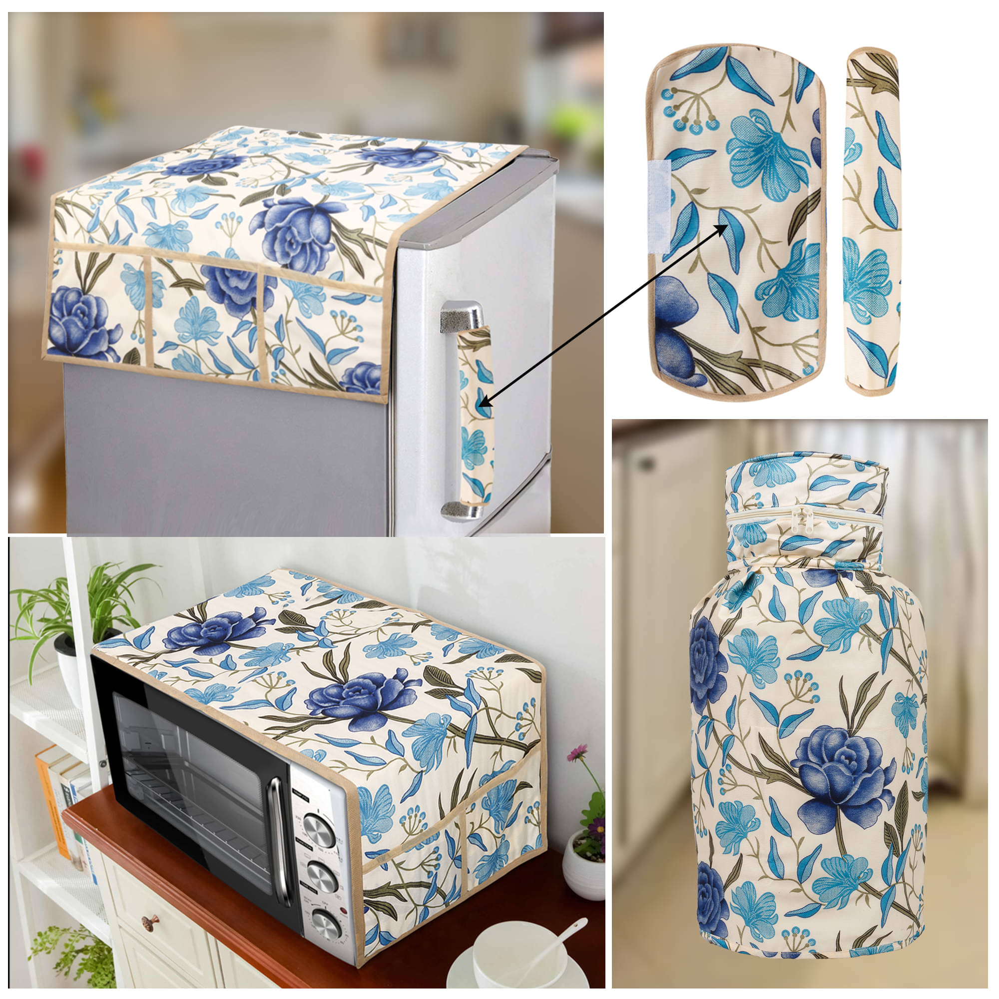 E-Retailer Set of 5 Polyester Blue Fridge Top Cover E-Retailer Set of 5 Polyester Blue Fridge Top Cover