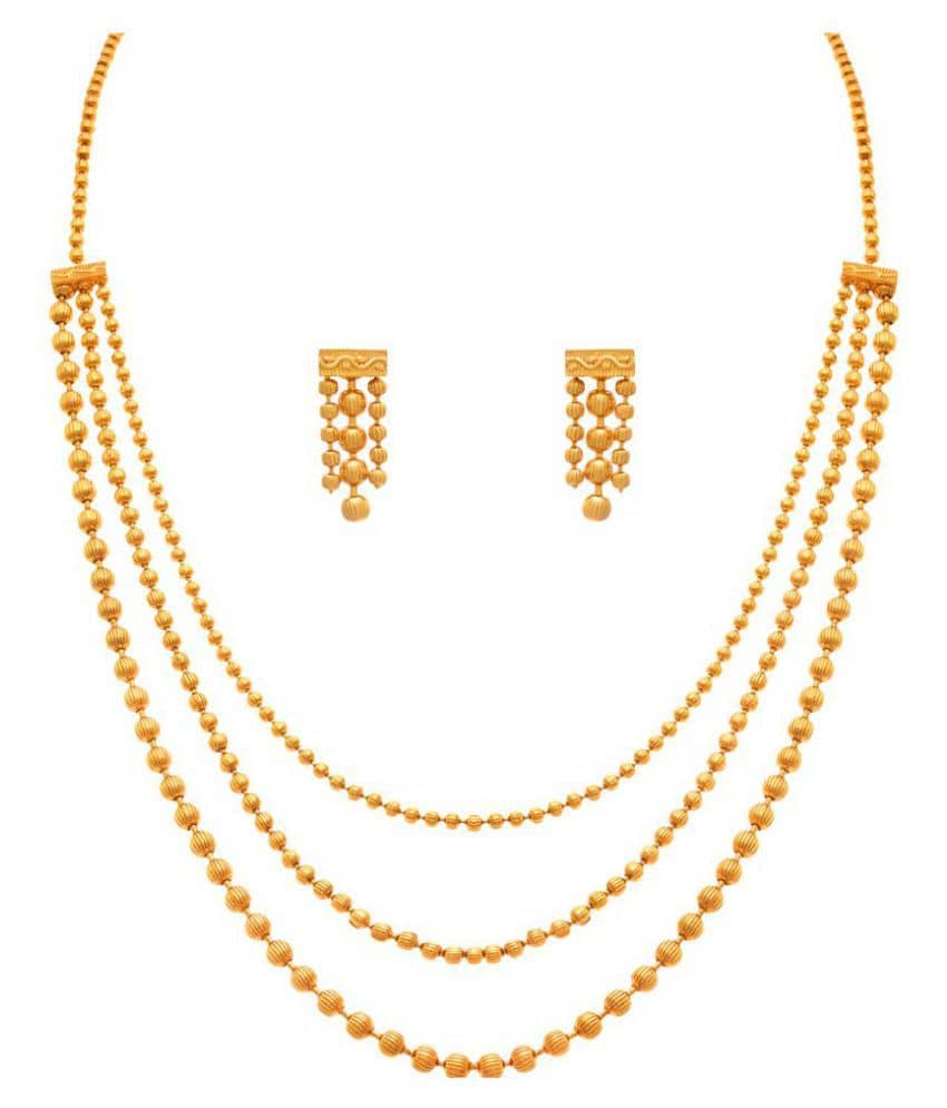 JFL - Jewellery For Less Copper Golden Traditional Gold Plated Necklaces Set