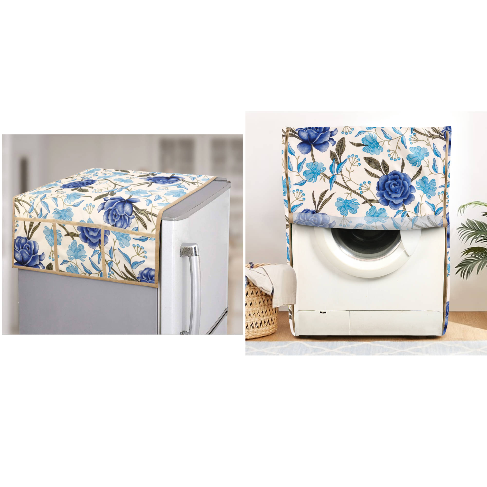E-Retailer Set of 2 Polyester Blue Washing Machine Cover for Universal Front Load E-Retailer Set of 2 Polyester Blue Washing Machine Cover for Universal Front Load