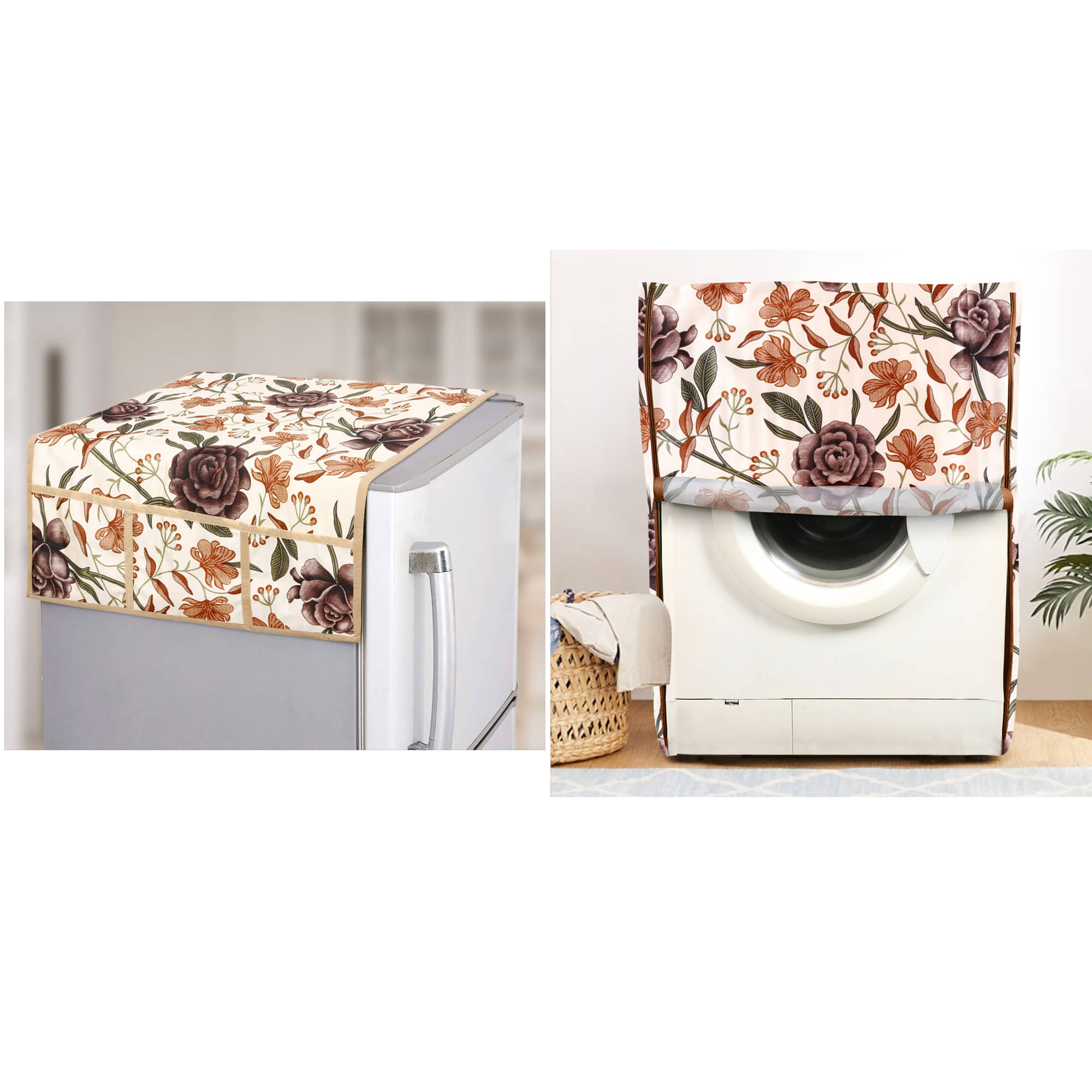 E-Retailer Set of 2 Polyester Brown Washing Machine Cover for Universal Front Load E-Retailer Set of 2 Polyester Brown Washing Machine Cover for Universal Front Load