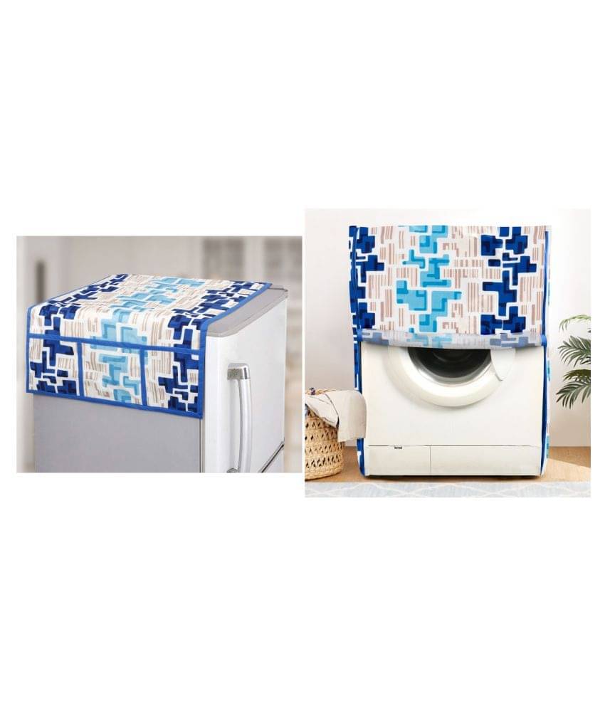 E-Retailer Set of 2 Polyester Blue Washing Machine Cover for Universal Front Load E-Retailer Set of 2 Polyester Blue Washing Machine Cover for Universal Front Load
