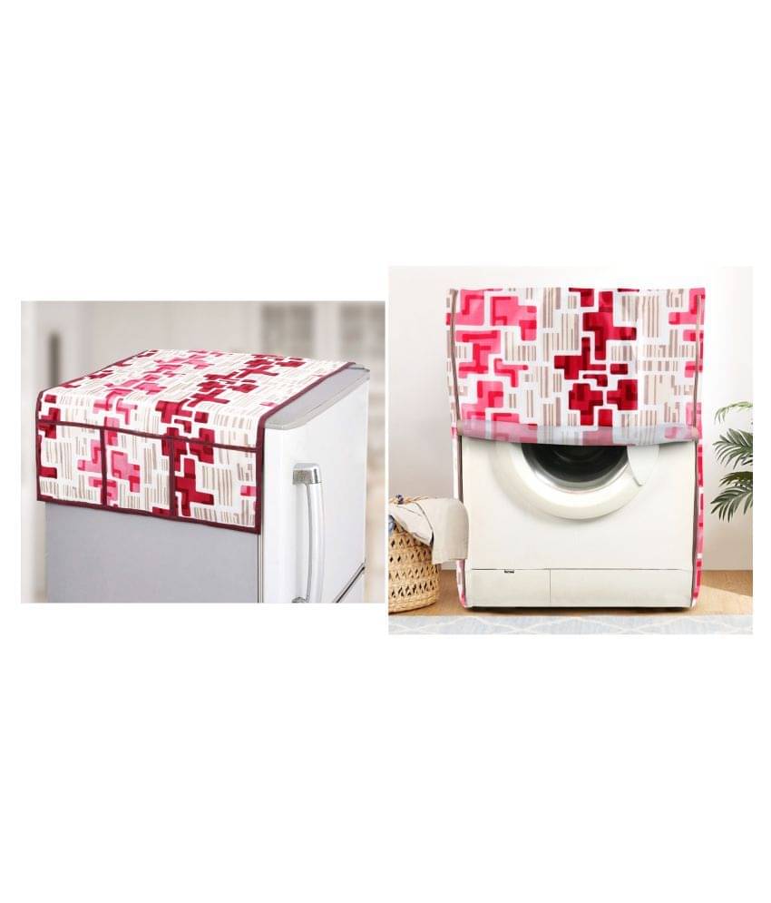E-Retailer Set of 2 Polyester Red Washing Machine Cover for Universal Front Load E-Retailer Set of 2 Polyester Red Washing Machine Cover for Universal Front Load