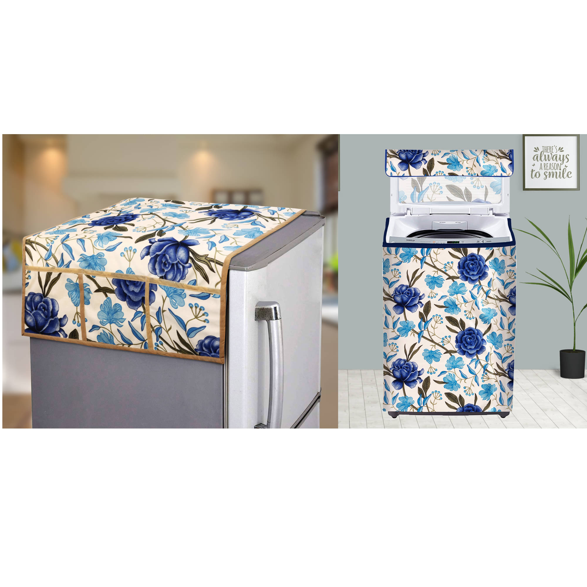 E-Retailer Set of 2 Polyester Blue Washing Machine Cover for Universal Top Load E-Retailer Set of 2 Polyester Blue Washing Machine Cover for Universal Top Load