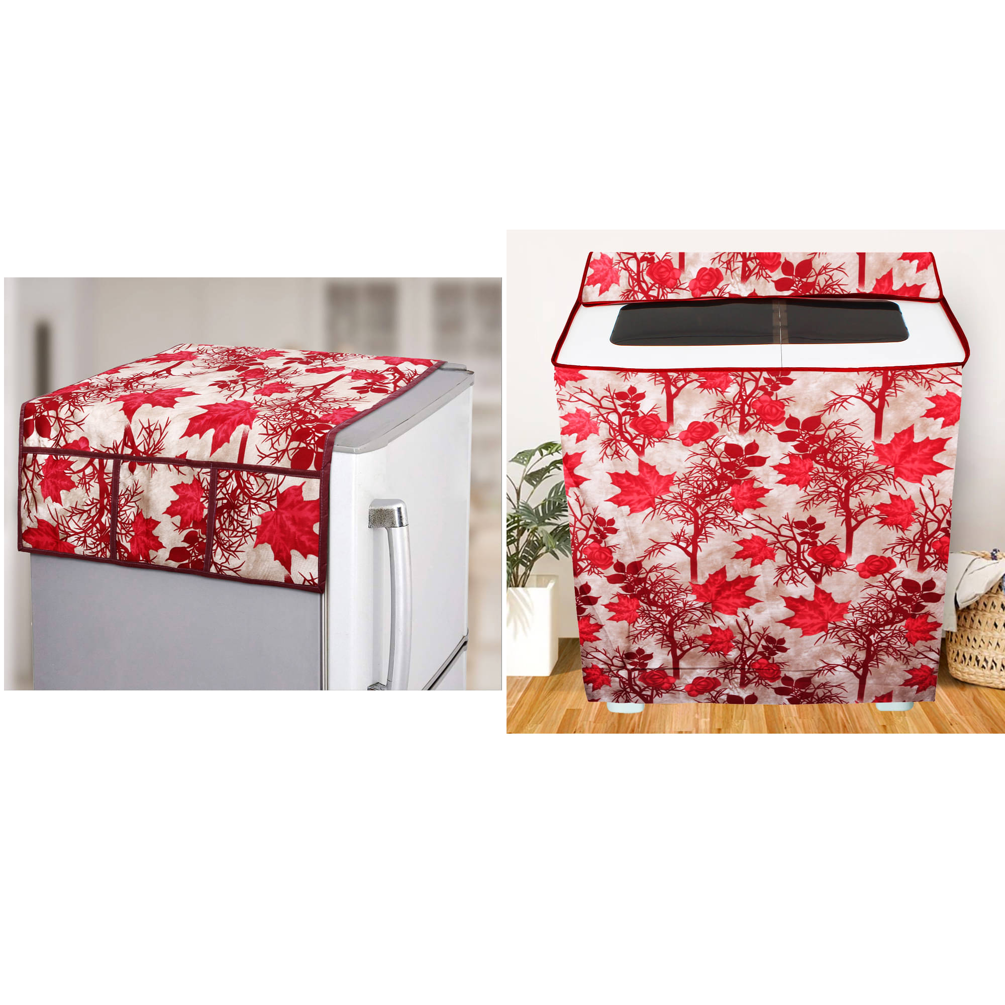 E-Retailer Set of 2 Polyester Red Washing Machine Cover for Universal Semi-Automatic E-Retailer Set of 2 Polyester Red Washing Machine Cover for Universal Semi-Automatic