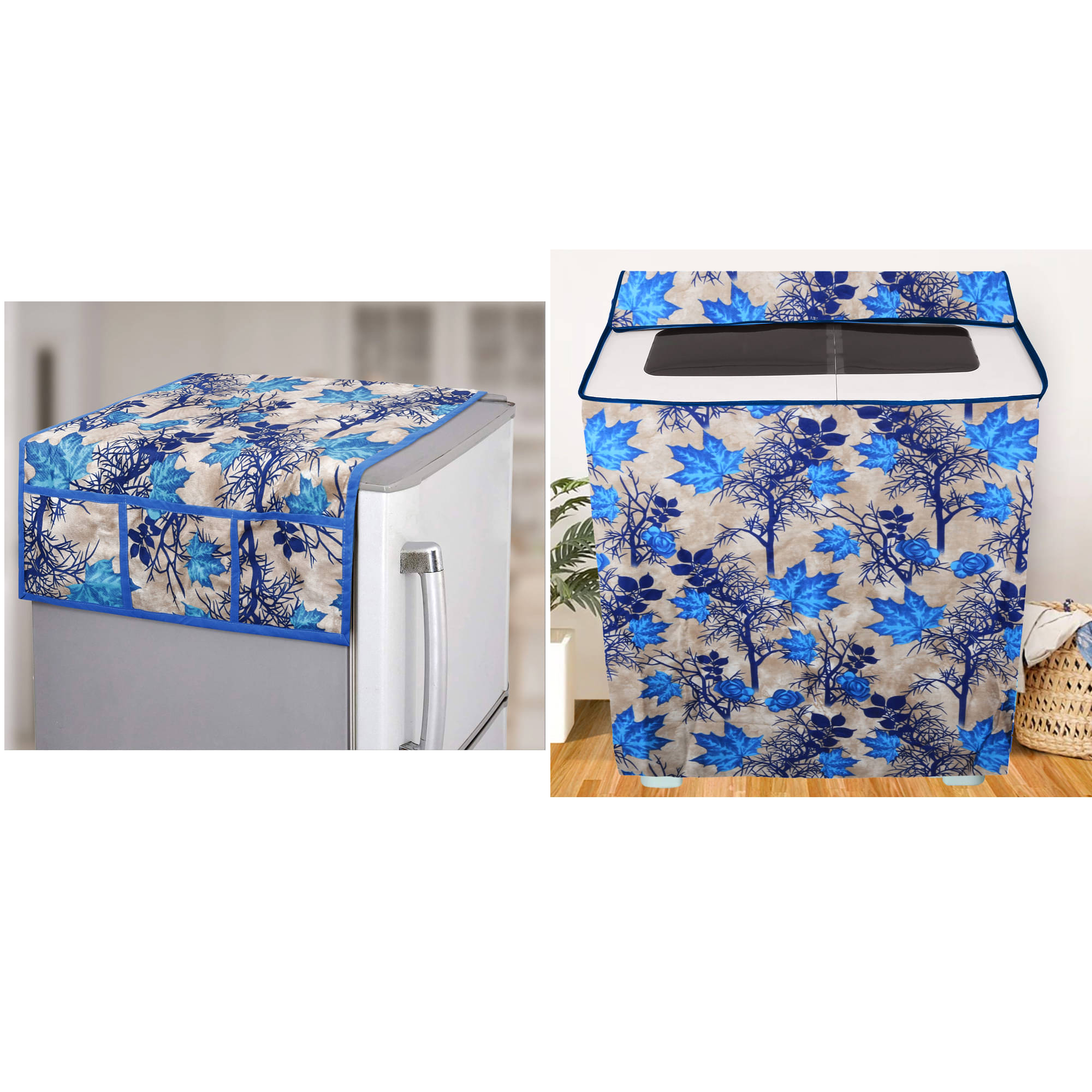 E-Retailer Set of 2 Polyester Blue Washing Machine Cover for Universal Semi-Automatic E-Retailer Set of 2 Polyester Blue Washing Machine Cover for Universal Semi-Automatic