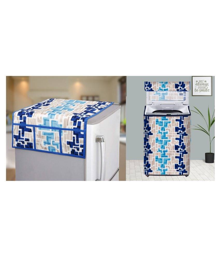 E-Retailer Set of 2 Polyester Blue Washing Machine Cover for Universal Top Load E-Retailer Set of 2 Polyester Blue Washing Machine Cover for Universal Top Load