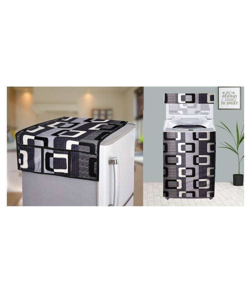 E-Retailer Set of 2 Polyester Black Washing Machine Cover for Universal Top Load E-Retailer Set of 2 Polyester Black Washing Machine Cover for Universal Top Load