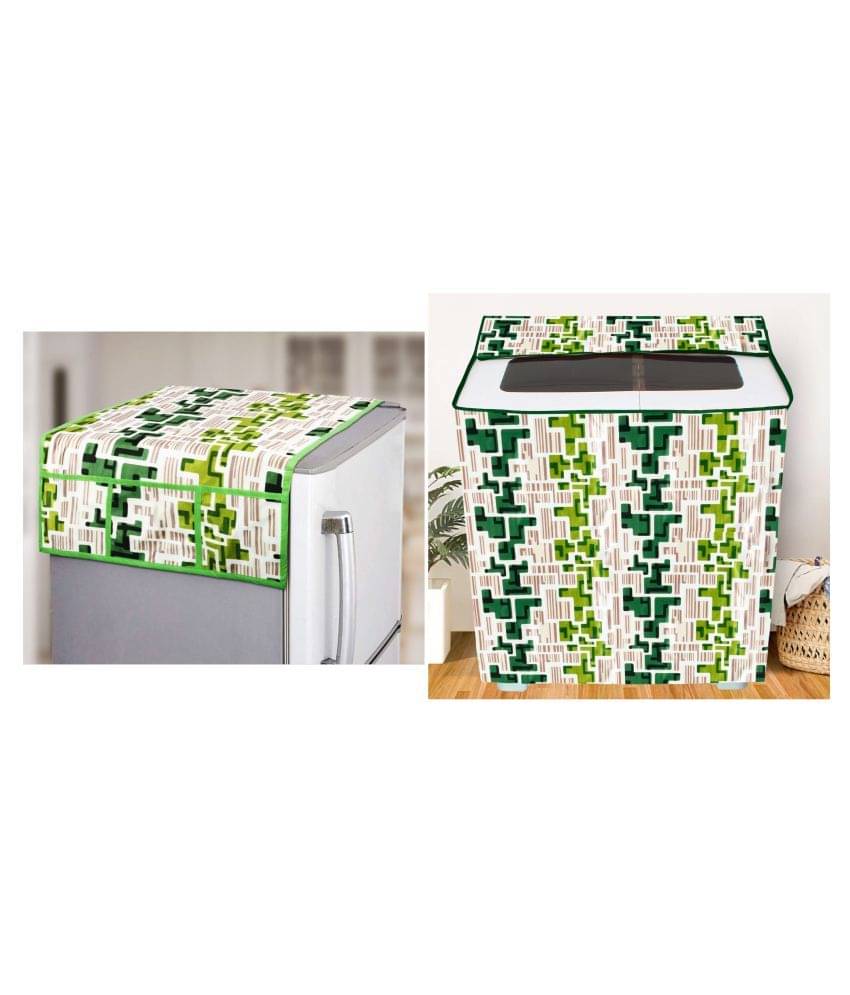 E-Retailer Set of 2 Polyester Green Washing Machine Cover for Universal Semi-Automatic E-Retailer Set of 2 Polyester Green Washing Machine Cover for Universal Semi-Automatic