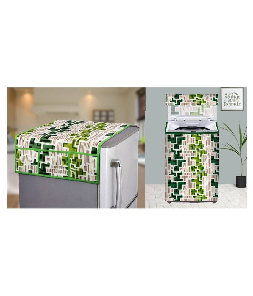 E-Retailer Set of 2 Polyester Green Washing Machine Cover for Universal Top Load E-Retailer Set of 2 Polyester Green Washing Machine Cover for Universal Top Load