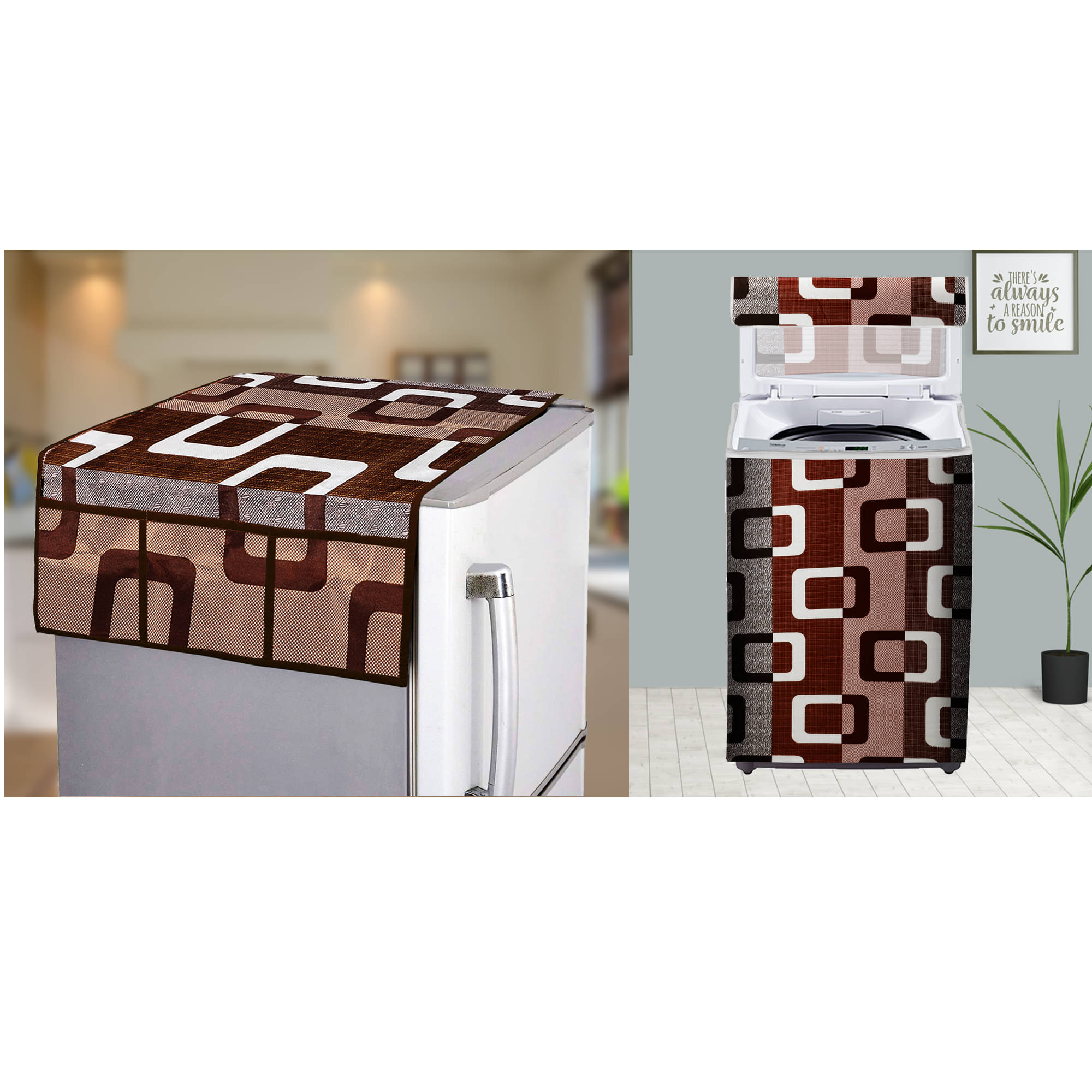     			E-Retailer Set of 2 Polyester Brown Washing Machine Cover for Universal Top Load