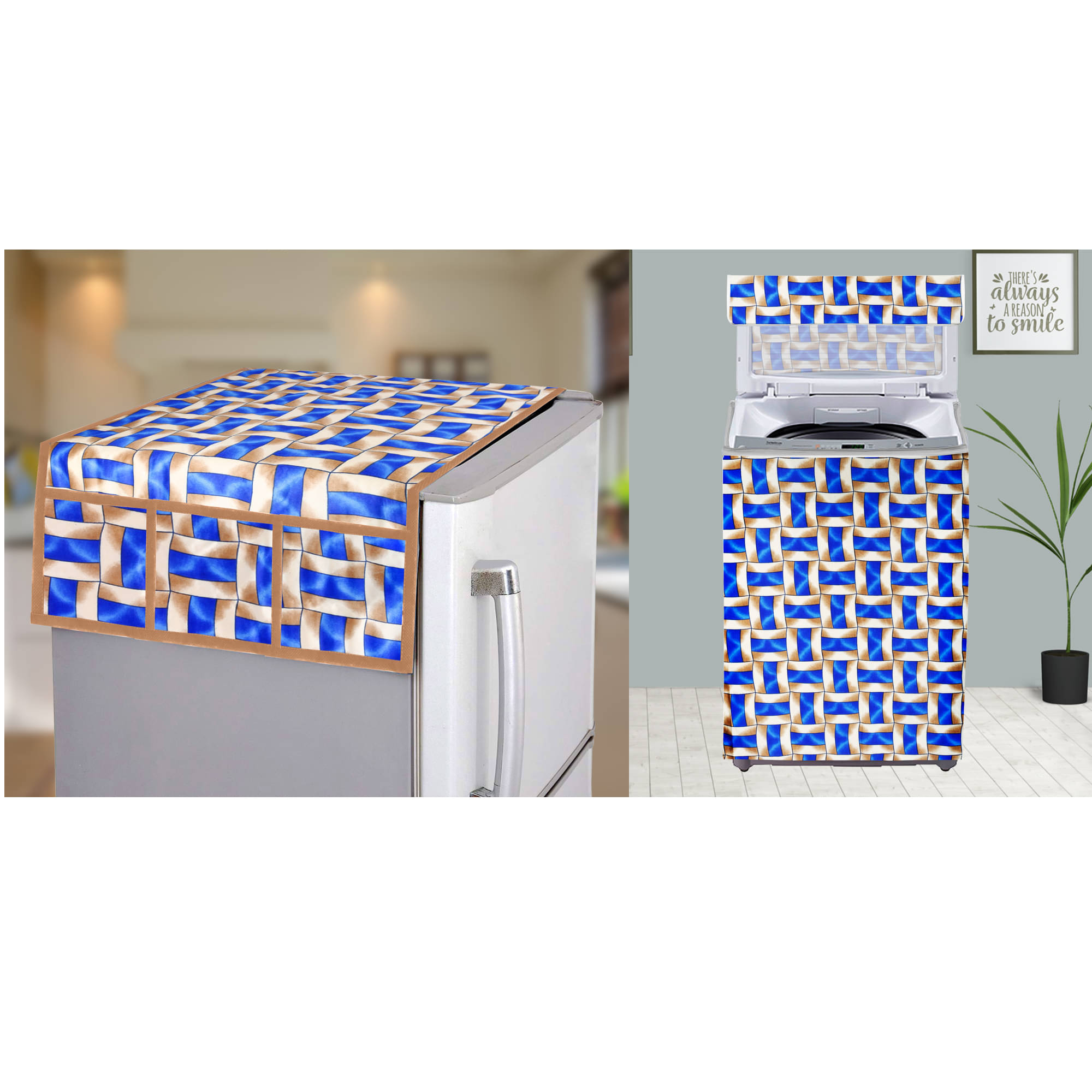 E-Retailer Set of 2 Polyester Blue Washing Machine Cover for Universal Top Load E-Retailer Set of 2 Polyester Blue Washing Machine Cover for Universal Top Load