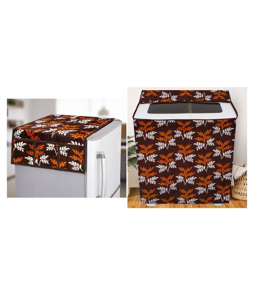 E-Retailer Set of 2 Polyester Brown Washing Machine Cover for Universal Semi-Automatic E-Retailer Set of 2 Polyester Brown Washing Machine Cover for Universal Semi-Automatic
