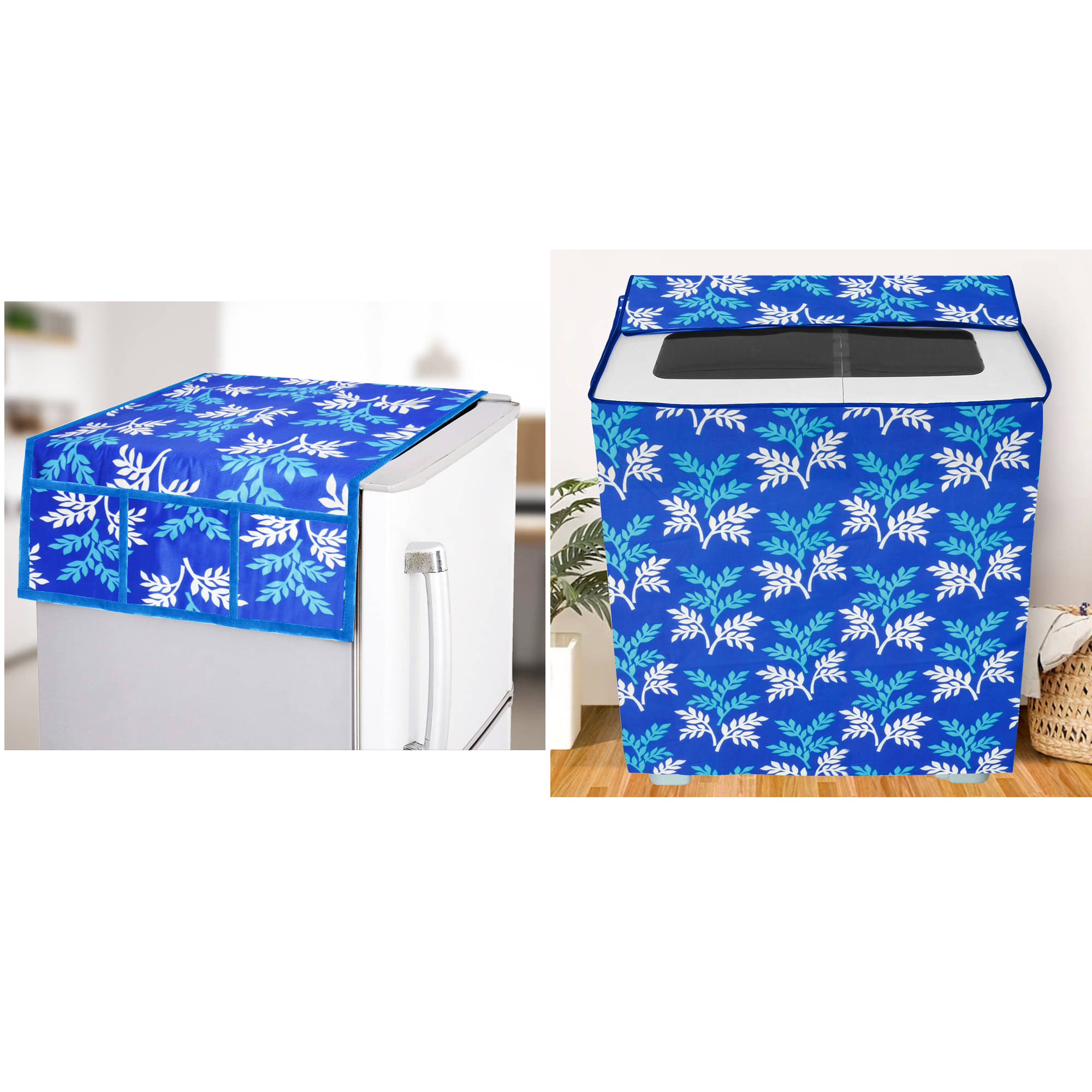 E-Retailer Set of 2 Polyester Blue Washing Machine Cover for Universal Semi-Automatic E-Retailer Set of 2 Polyester Blue Washing Machine Cover for Universal Semi-Automatic