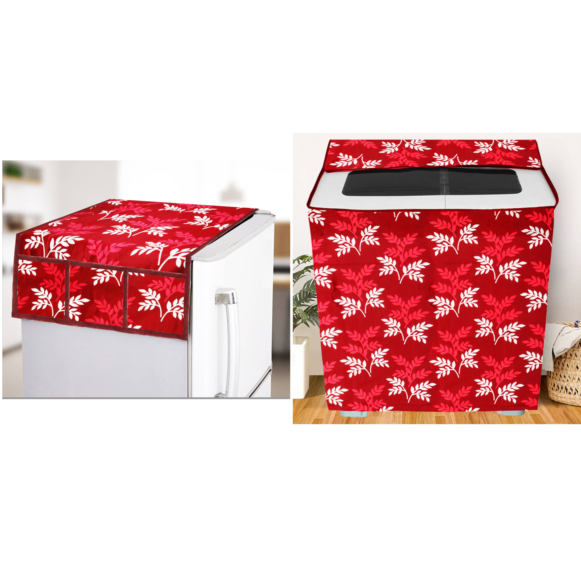     			E-Retailer Set of 2 Polyester Maroon Washing Machine Cover for Universal Semi-Automatic