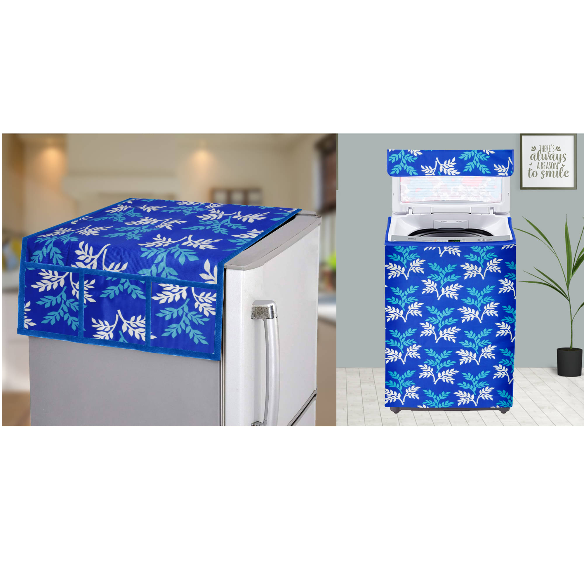 E-Retailer Set of 2 Polyester Blue Washing Machine Cover for Universal Top Load E-Retailer Set of 2 Polyester Blue Washing Machine Cover for Universal Top Load