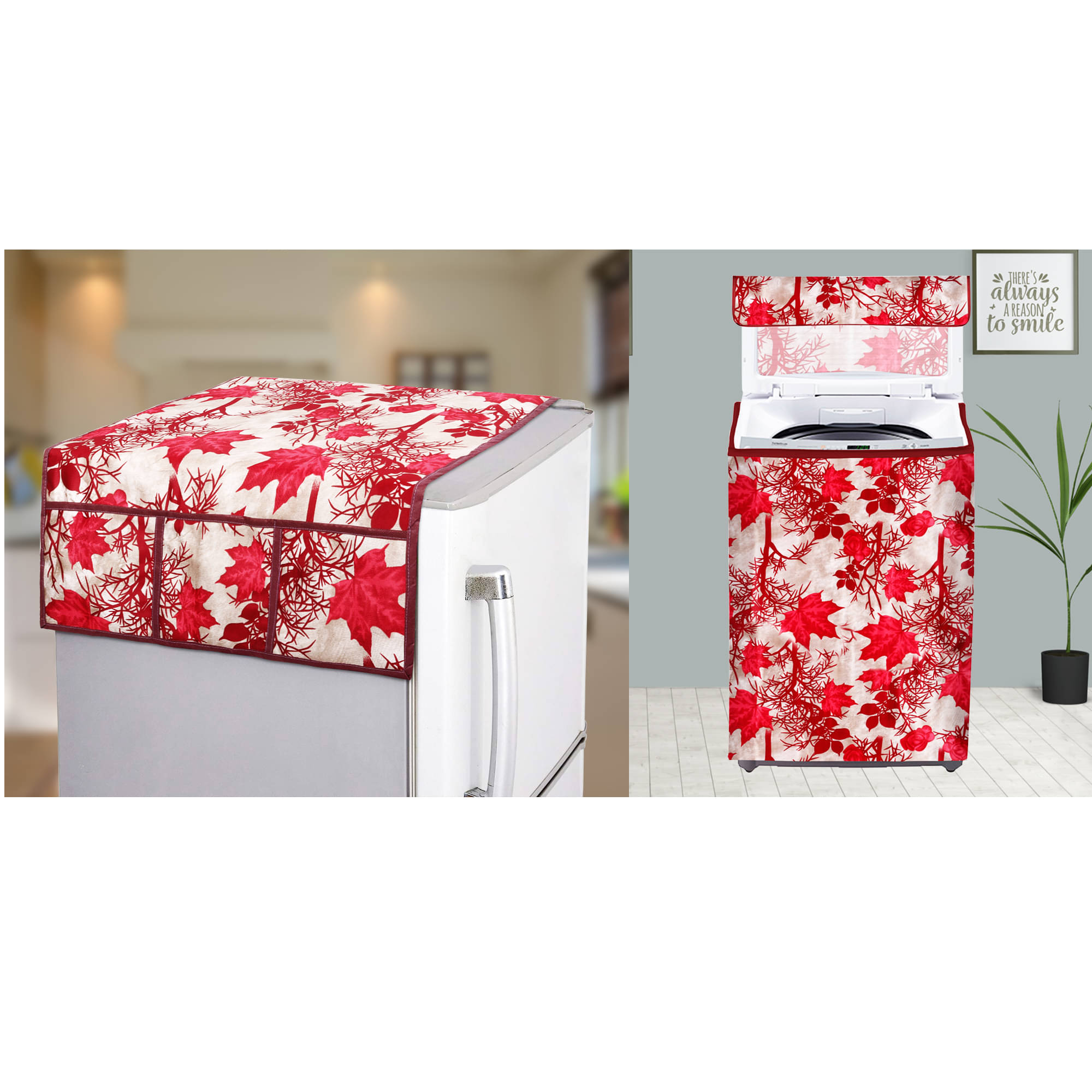 E-Retailer Set of 2 Polyester Red Washing Machine Cover for Universal Top Load E-Retailer Set of 2 Polyester Red Washing Machine Cover for Universal Top Load
