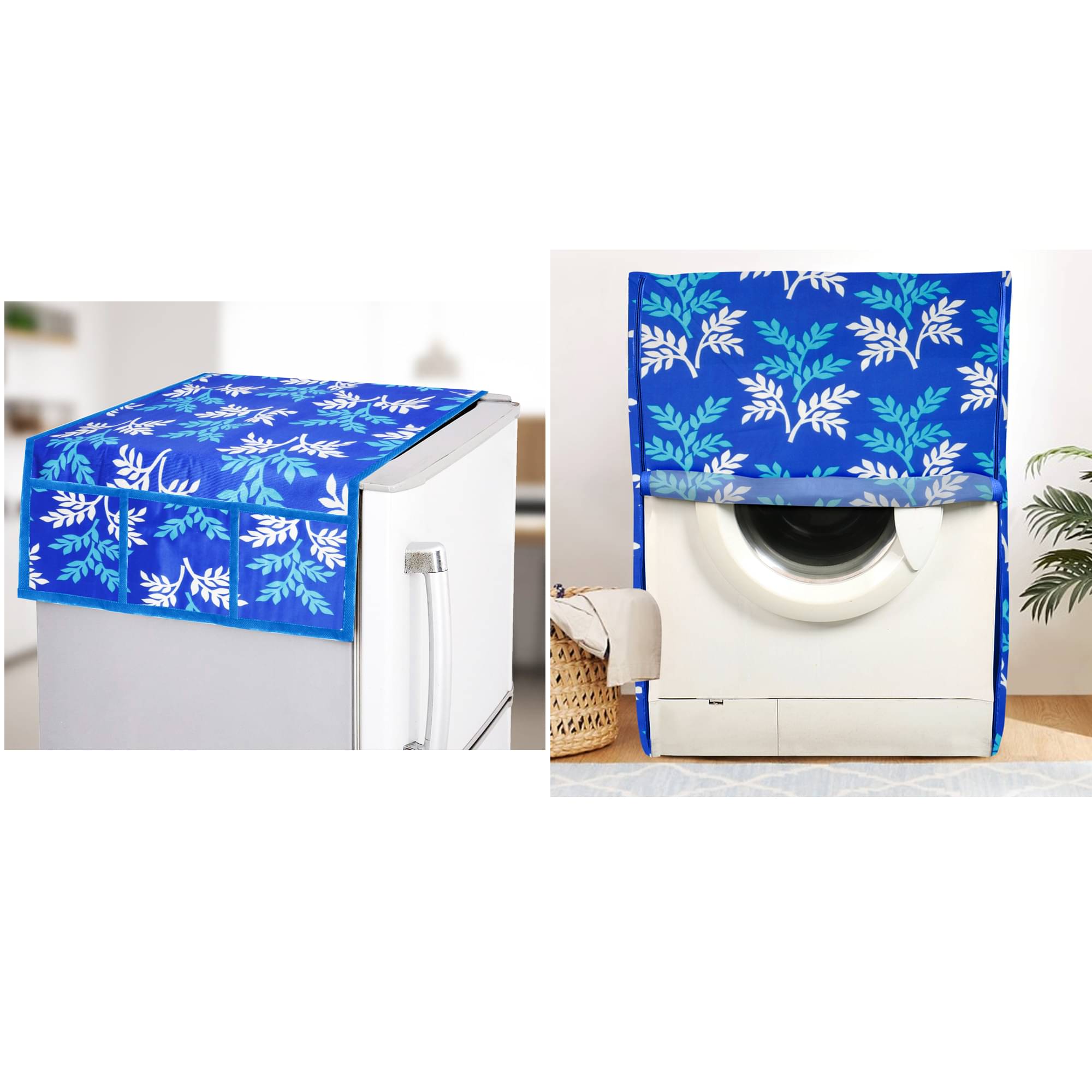 E-Retailer Set of 2 Polyester Blue Washing Machine Cover for Universal Front Load E-Retailer Set of 2 Polyester Blue Washing Machine Cover for Universal Front Load