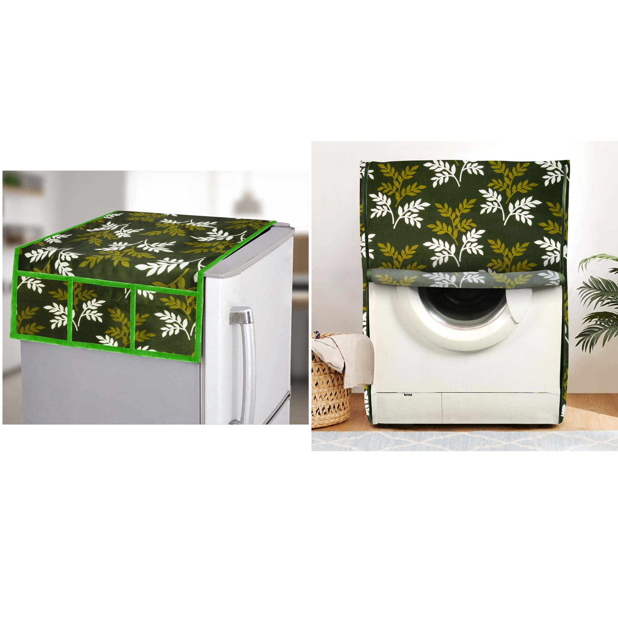 E-Retailer Set of 2 Polyester Green Washing Machine Cover for Universal Front Load E-Retailer Set of 2 Polyester Green Washing Machine Cover for Universal Front Load