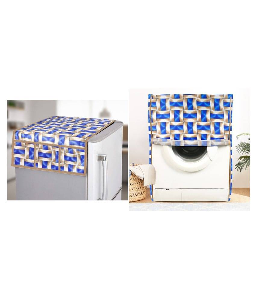 E-Retailer Set of 2 Polyester Blue Washing Machine Cover for Universal Front Load E-Retailer Set of 2 Polyester Blue Washing Machine Cover for Universal Front Load
