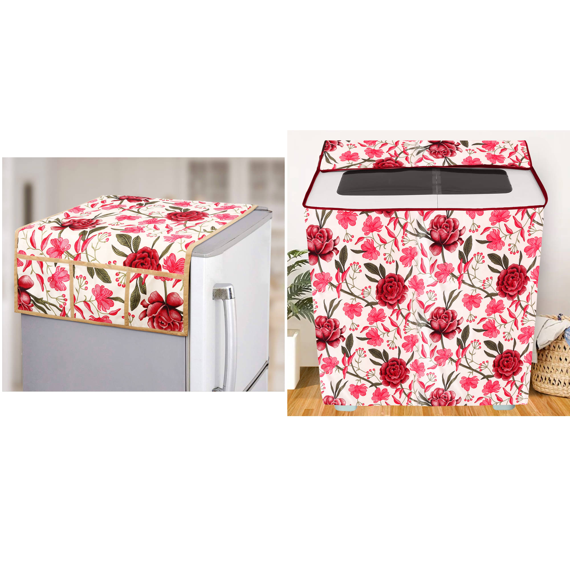 E-Retailer Set of 2 Polyester Red Washing Machine Cover for Universal Semi-Automatic E-Retailer Set of 2 Polyester Red Washing Machine Cover for Universal Semi-Automatic