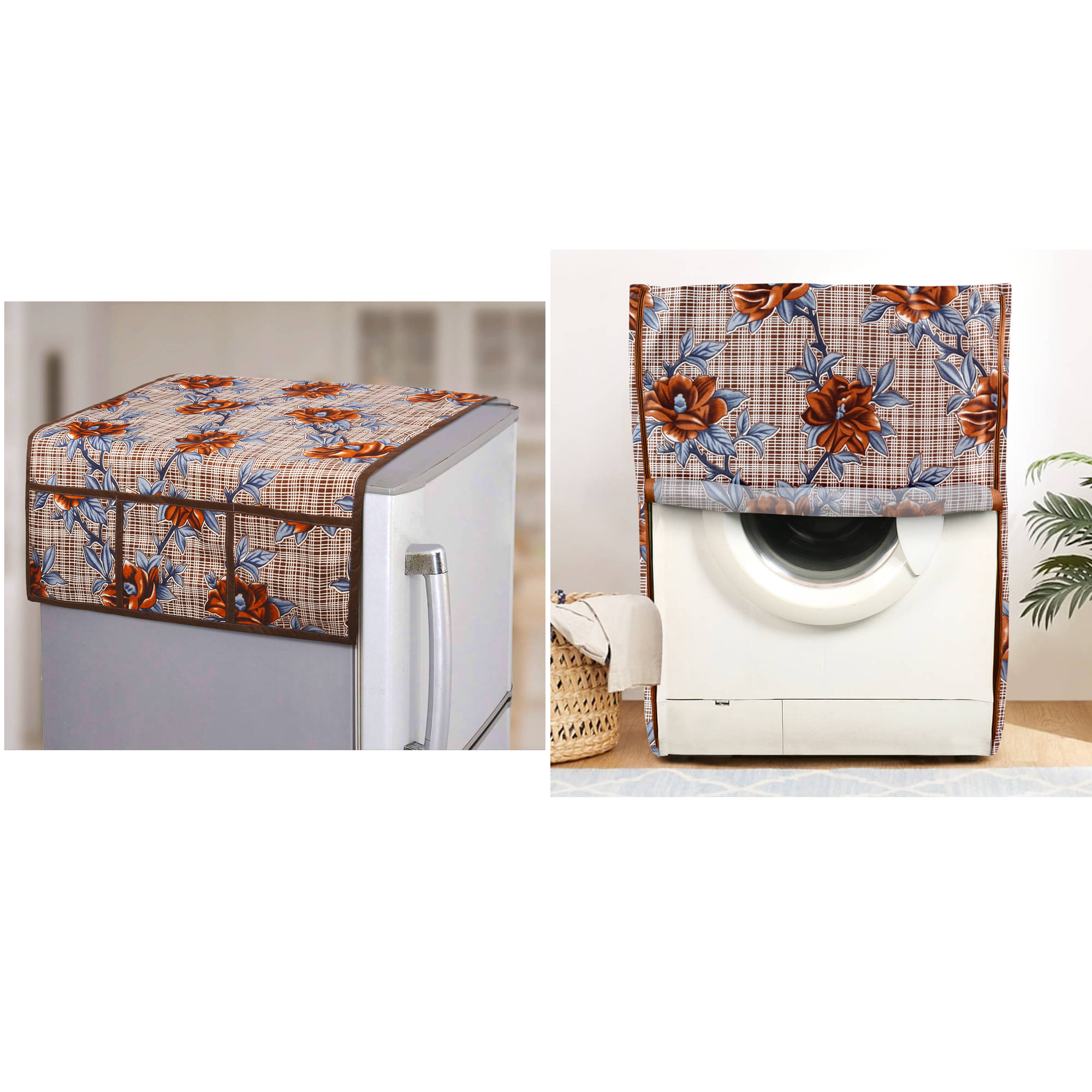     			E-Retailer Set of 2 Polyester Brown Washing Machine Cover for Universal Front Load