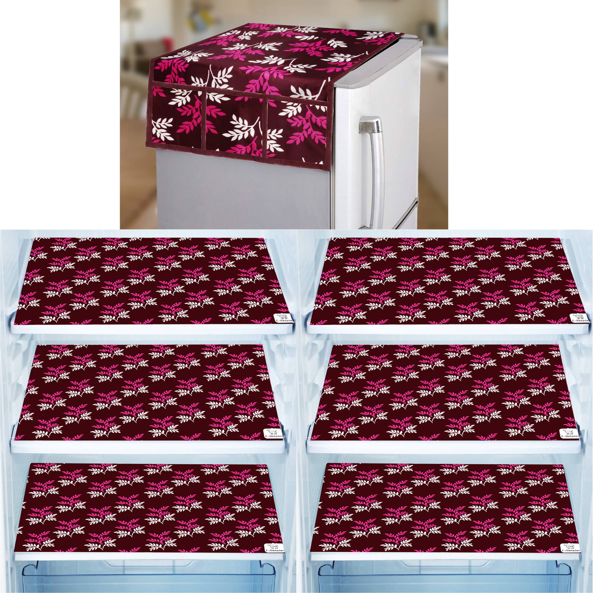     			E-Retailer Set of 7 Polyester Purple Fridge Top Cover
