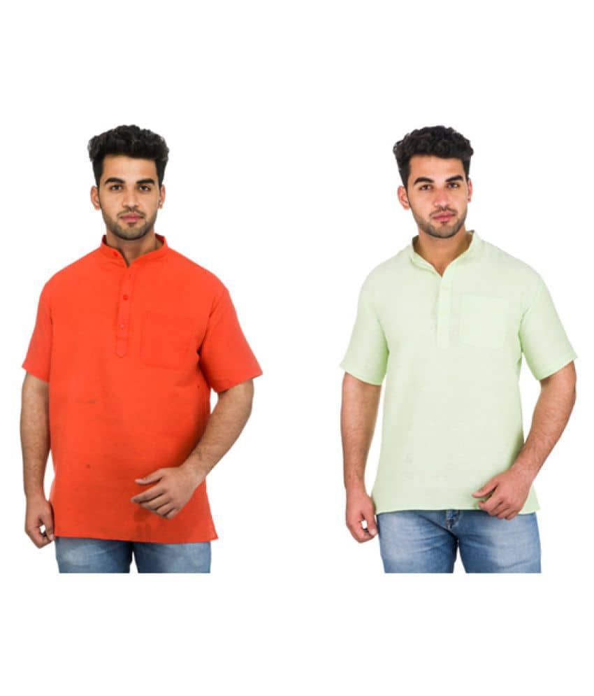 DESHBANDHU DBK Multi 100 Percent Cotton Kurta Pack of 2 - Kurtas & Kurta Sets | Buy online on ZillyBuy