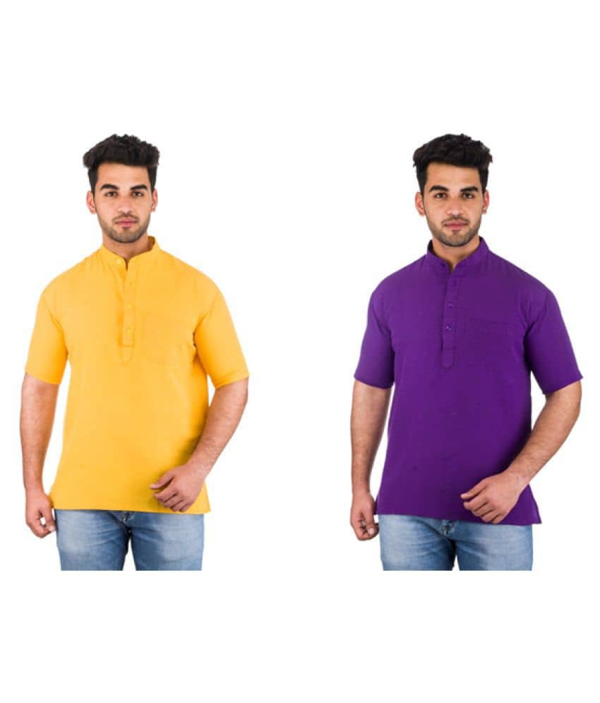 DESHBANDHU DBK Multi 100 Percent Cotton Kurta Pack of 2 - Kurtas & Kurta Sets | Buy online on ZillyBuy