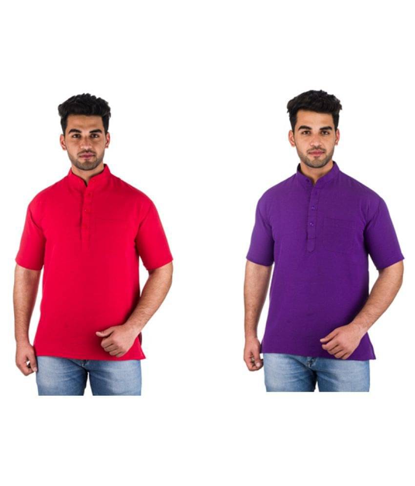 DESHBANDHU DBK Multi 100 Percent Cotton Kurta Pack of 2 DESHBANDHU DBK Multi 100 Percent Cotton Kurta Pack of 2