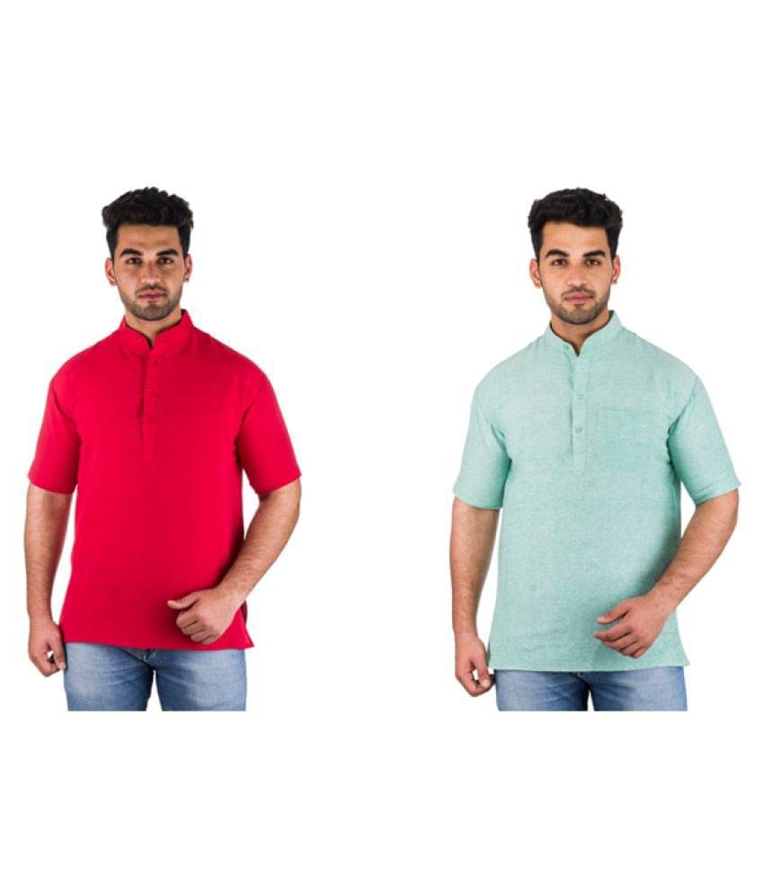     			DESHBANDHU DBK Multi 100 Percent Cotton Kurta Pack of 2