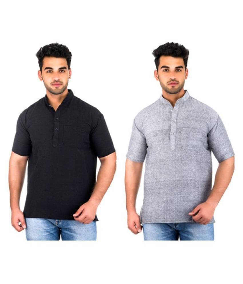 DESHBANDHU DBK Multi 100 Percent Cotton Kurta Pack of 2     			DESHBANDHU DBK Multi 100 Percent Cotton Kurta Pack of 2