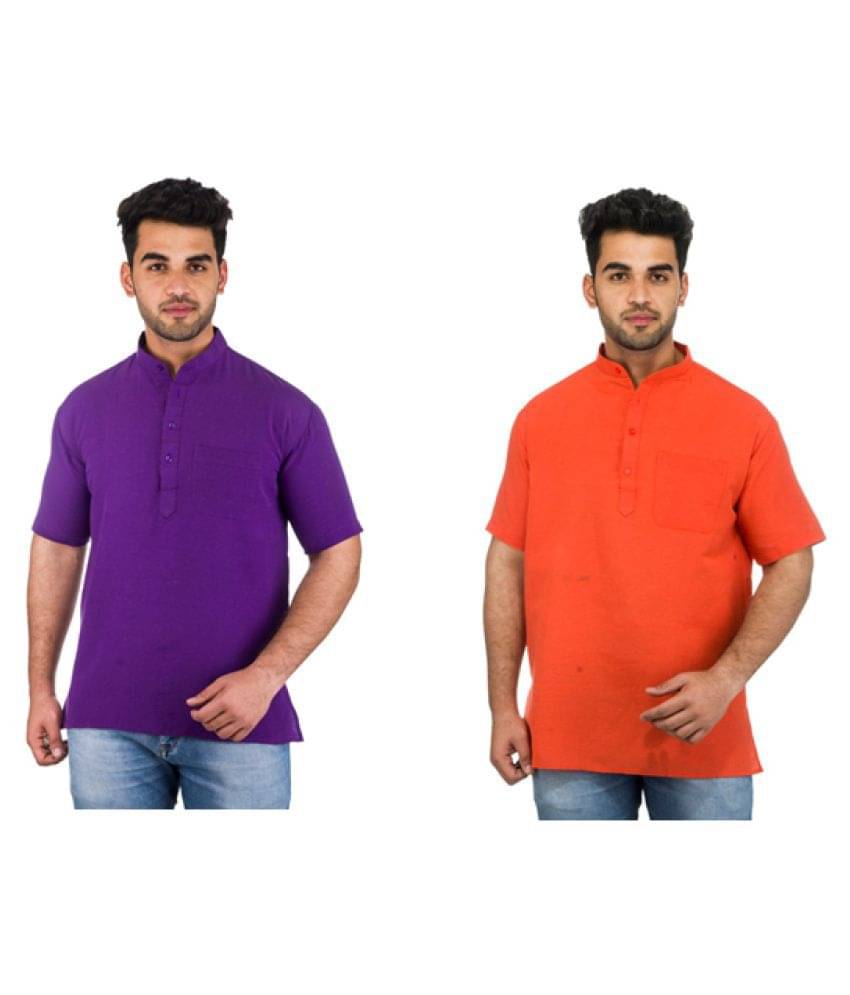 DESHBANDHU DBK Multi 100 Percent Cotton Kurta Pack of 2     			DESHBANDHU DBK Multi 100 Percent Cotton Kurta Pack of 2