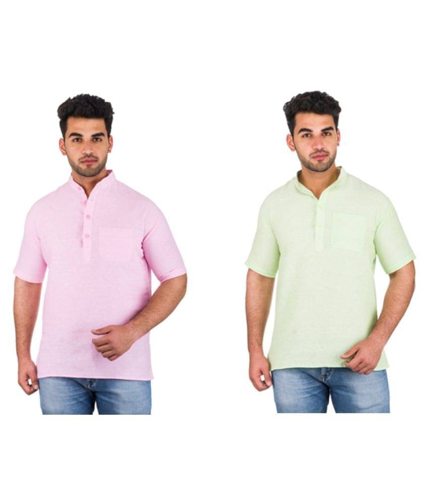     			DESHBANDHU DBK Multi 100 Percent Cotton Kurta Pack of 2