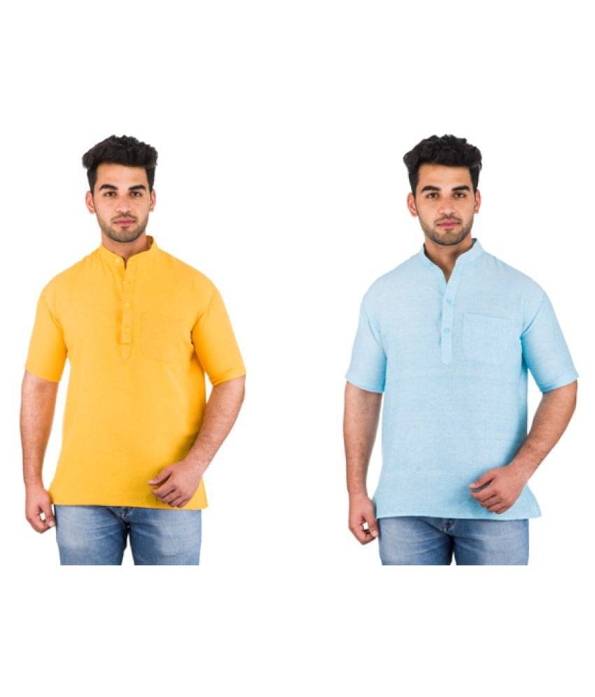 DESHBANDHU DBK Multi 100 Percent Cotton Kurta Pack of 2     			DESHBANDHU DBK Multi 100 Percent Cotton Kurta Pack of 2